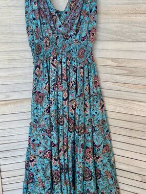 Turquoise Floral Paisley Maxi Dress